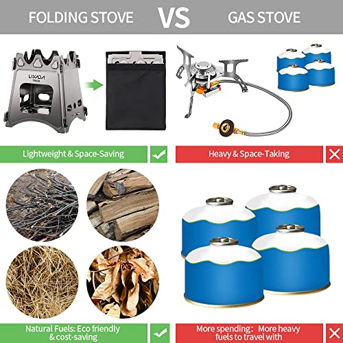 Lixada Camping Stove Wood Burning Stoves Portable Backpacking Stove Titanium Alcohol Stove for Outdoor Camping Hiking Backpacking Picnic BBQ