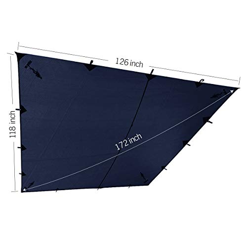 FREE SOLDIER Waterproof Portable Tarp Multifunctional Outdoor Camping Traveling Awning Backpacking Tarp Shelter Rain Tarp (Dark Blue)