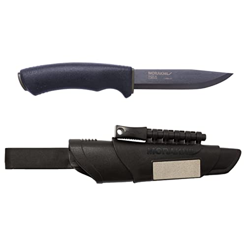 Morakniv Carbon Steel Fixed-Blade Bushcraft Survival Knife with Sheath and Fire Starter, Black, 4.3 Inch