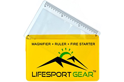 Load image into Gallery viewer, Lifesport Gear Fresnel Lens Pocket Magnifier Credit Card Wallet Size 6 Pack, Portable Ruler and Emergency Solar Fire Starter, Compact Magnifying Glass Home Office Outdoor Survival Bushcraft (Yellow)
