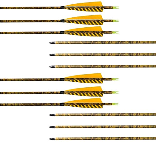 Load image into Gallery viewer, ARCHERY SHARLY [12 Pack] 31Inch Carbon Arrow Practice Hunting Arrows with 5&quot; Camo Natural Feathers for Traditional Recurve Bow and Longbow
