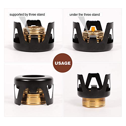 Load image into Gallery viewer, REDCAMP Mini Alcohol Stove for Backpacking, Lightweight Brass Spirit Burner with Aluminium Stand for Camping Hiking, Silver
