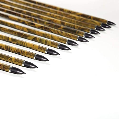 ARCHERY SHARLY [12 Pack] 31Inch Carbon Arrow Practice Hunting Arrows with 5" Camo Natural Feathers for Traditional Recurve Bow and Longbow