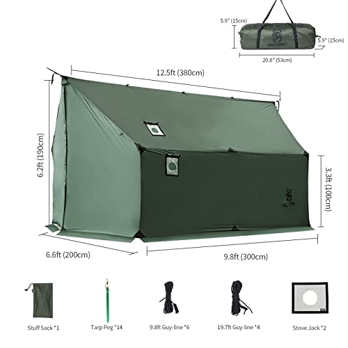 Load image into Gallery viewer, OneTigris TEGIMEN Hammock Hot Tent with Stove Jack, Spacious Versatile Wall Tent with Snow Skirt, 3000mm Waterproof with Zippered Tent Bag (Ranger Green)
