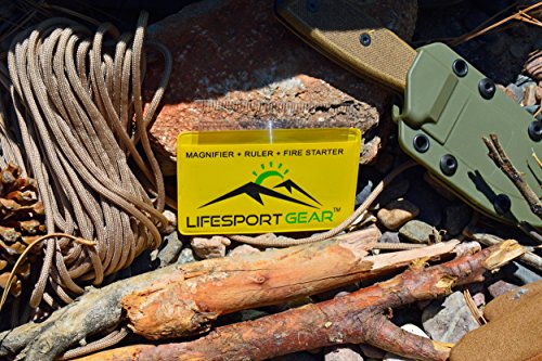 Load image into Gallery viewer, Lifesport Gear Fresnel Lens Pocket Magnifier Credit Card Wallet Size 6 Pack, Portable Ruler and Emergency Solar Fire Starter, Compact Magnifying Glass Home Office Outdoor Survival Bushcraft (Yellow)
