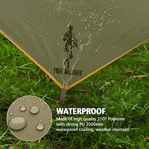 FREE SOLDIER Waterproof Portable Tarp Multifunctional Outdoor Camping Traveling Awning Backpacking Tarp Shelter Rain Tarp (Dark Blue)