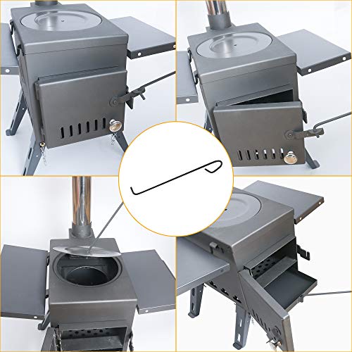 Load image into Gallery viewer, Fltom Camp Tent Stove, Portable Wood Burning Stove - High Efficiency Secondary Burn Stove for Tent, Shelter, Camping Heating and Cooking, Double-Wall Hot Tent Stove Include Stainless Chimney Pipes
