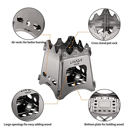 Load image into Gallery viewer, Lixada Camping Stove Wood Burning Stoves Portable Backpacking Stove Titanium Alcohol Stove for Outdoor Camping Hiking Backpacking Picnic BBQ
