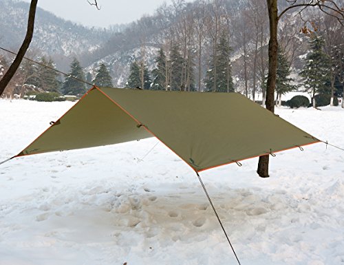 FREE SOLDIER Waterproof Portable Tarp Multifunctional Outdoor Camping Traveling Awning Backpacking Tarp Shelter Rain Tarp (Dark Blue)