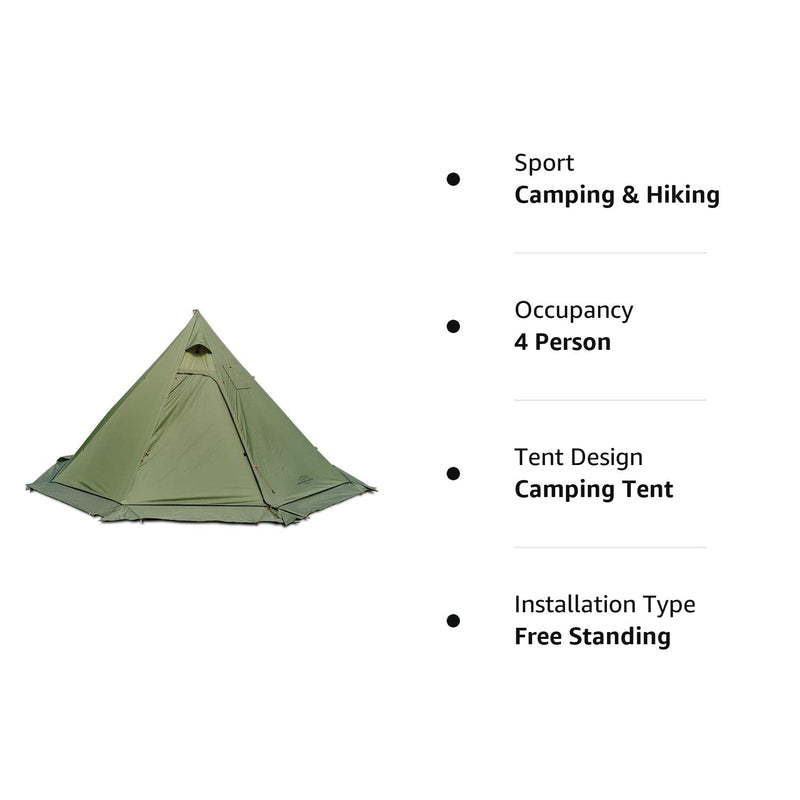 Load image into Gallery viewer, 4 Persons 5lb Lightweight Tipi Hot Tent with Stove Jack, 7&#39;3&quot; Standing Room, Teepee Tent for Hunting Family Team Backpacking Camping Hiking (Olive)
