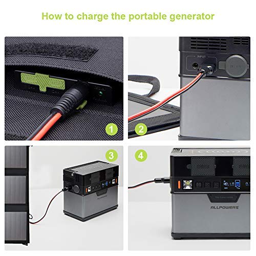 ALLPOWERS Portable Solar Panel 100W (Dual 5v USB with 18v DC Output) Monocrystalline Solar Charger Foldable Solar Panel for Laptop, Portable Generator, 12v Car, Boat, RV Battery