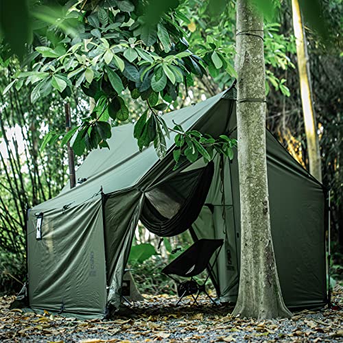 Load image into Gallery viewer, OneTigris TEGIMEN Hammock Hot Tent with Stove Jack, Spacious Versatile Wall Tent with Snow Skirt, 3000mm Waterproof with Zippered Tent Bag (Ranger Green)
