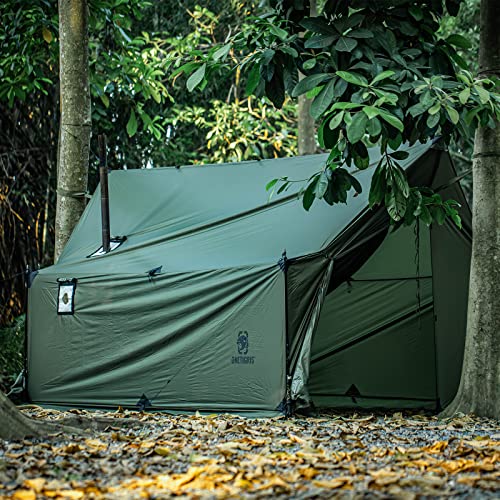 Load image into Gallery viewer, OneTigris TEGIMEN Hammock Hot Tent with Stove Jack, Spacious Versatile Wall Tent with Snow Skirt, 3000mm Waterproof with Zippered Tent Bag (Ranger Green)
