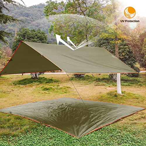 FREE SOLDIER Waterproof Portable Tarp Multifunctional Outdoor Camping Traveling Awning Backpacking Tarp Shelter Rain Tarp (Dark Blue)