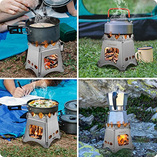 Load image into Gallery viewer, Lixada Camping Stove Wood Burning Stoves Portable Backpacking Stove Titanium Alcohol Stove for Outdoor Camping Hiking Backpacking Picnic BBQ
