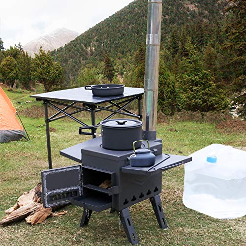 Load image into Gallery viewer, Fltom Camp Tent Stove, Portable Wood Burning Stove - High Efficiency Secondary Burn Stove for Tent, Shelter, Camping Heating and Cooking, Double-Wall Hot Tent Stove Include Stainless Chimney Pipes
