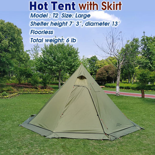 4 Persons 5lb Lightweight Tipi Hot Tent with Stove Jack, 7'3